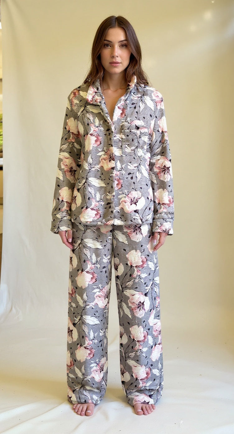 Sky buttoned fur set