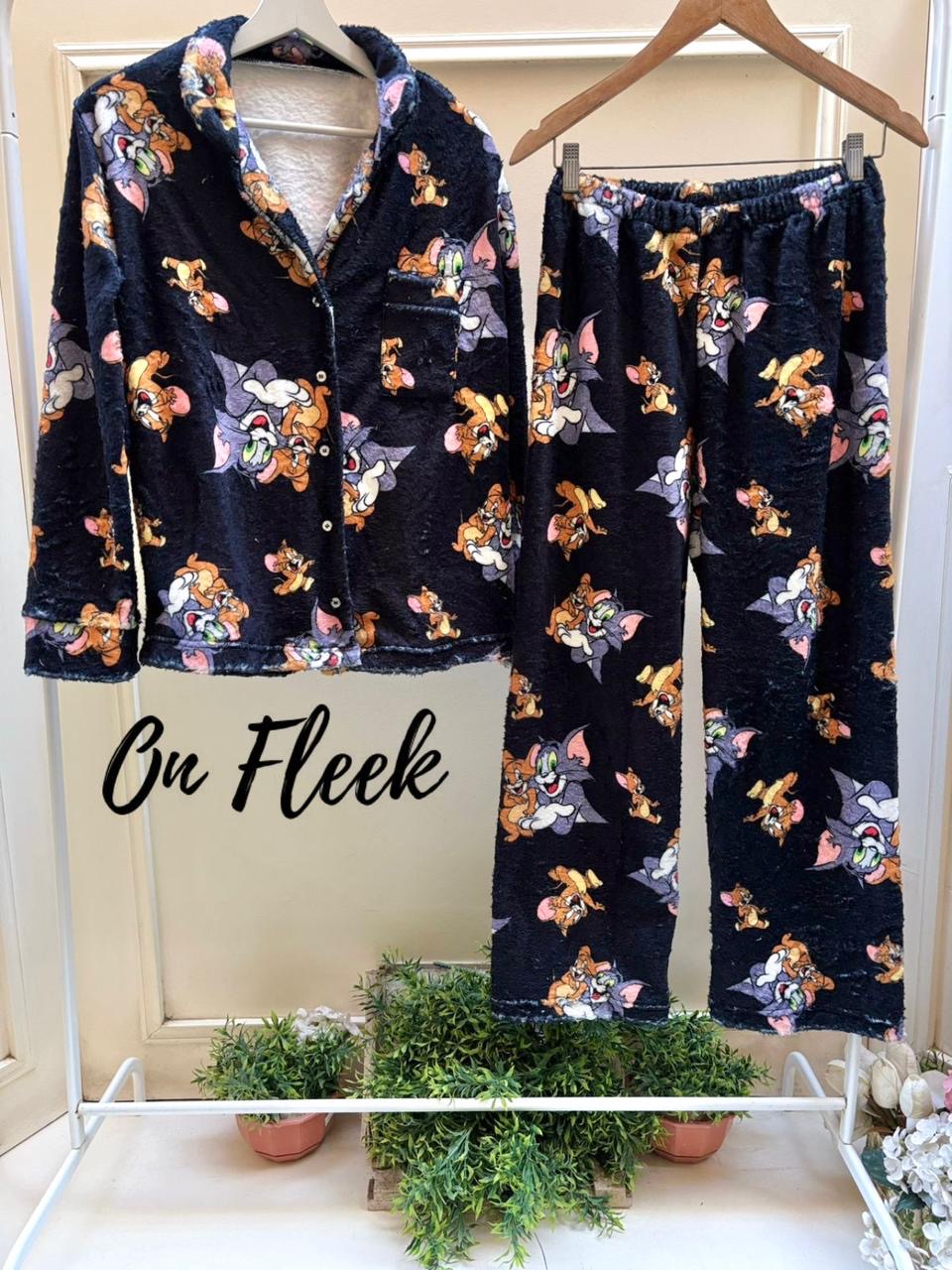 Fur Black tom and jerry with buttons