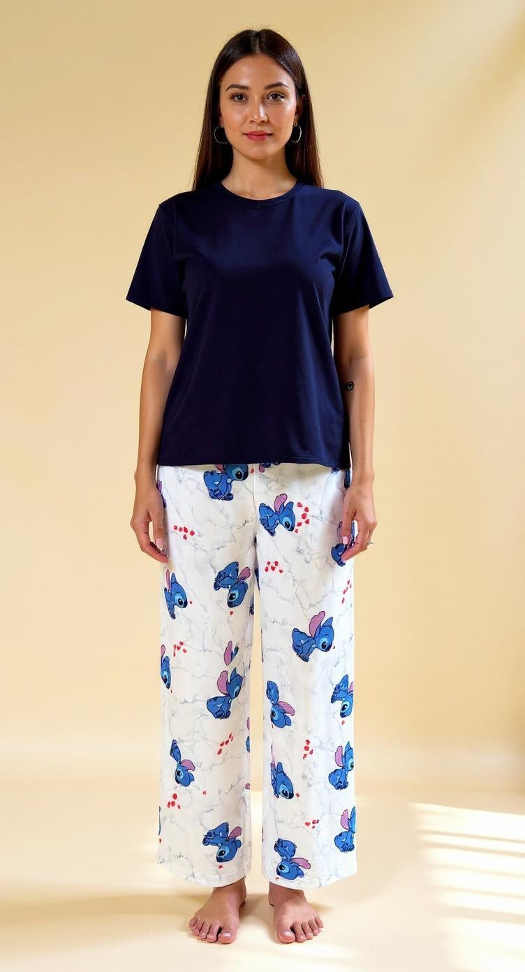Stitch pants with navy Viscose Tshirt