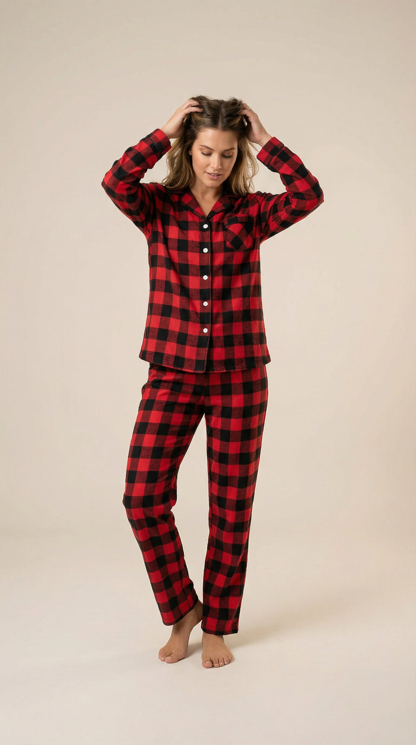 Red careaux buttoned set