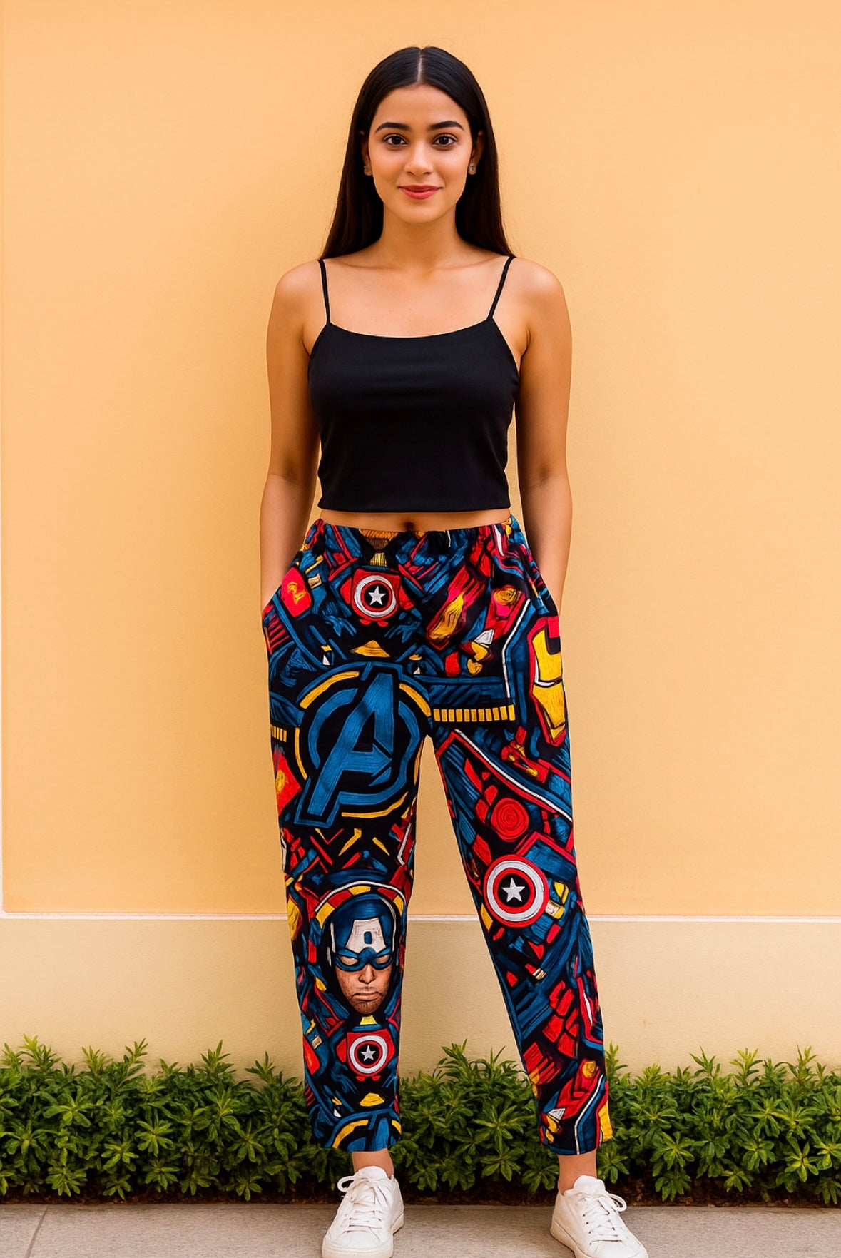 Captain america pants with black cut top