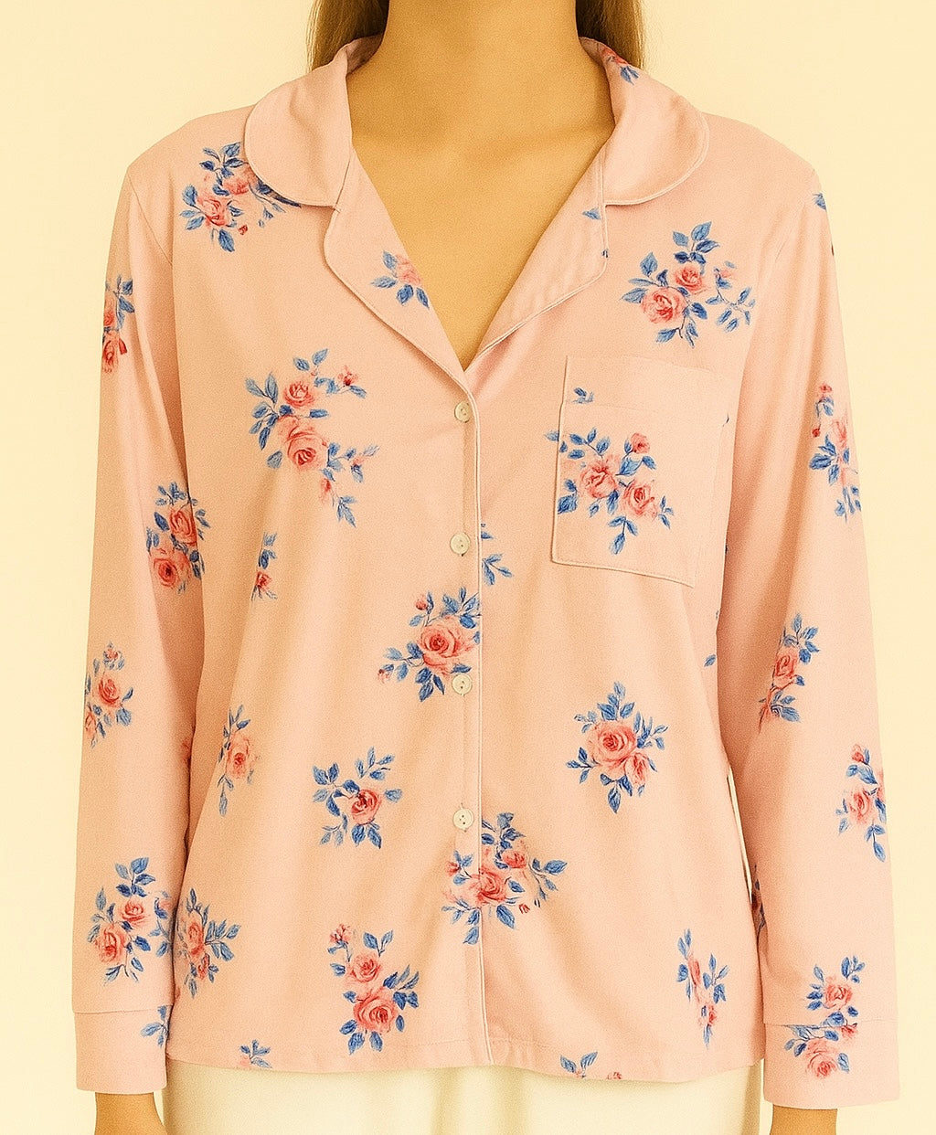 Blue roots buttoned top