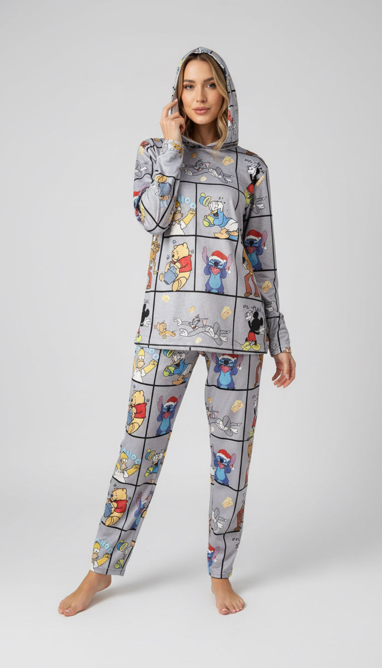 Grey cartoon velvet set