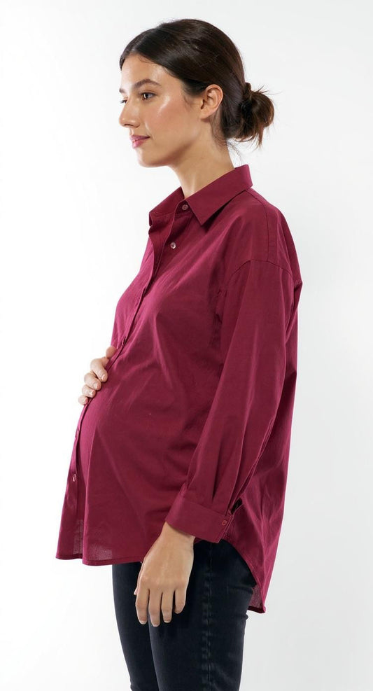 Over size Burgundy linen chemise