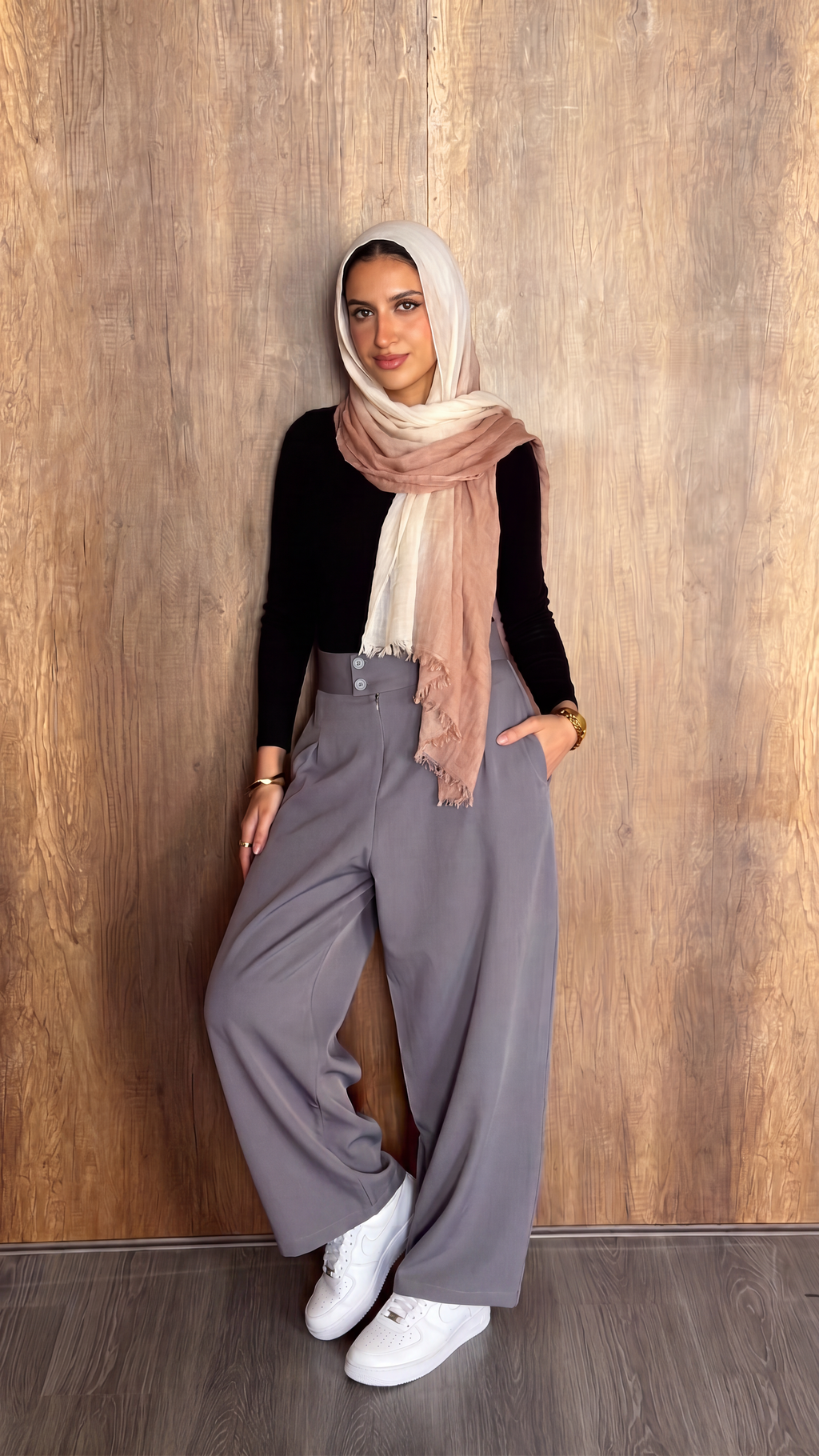 Ombre linen white cashmere scarf
