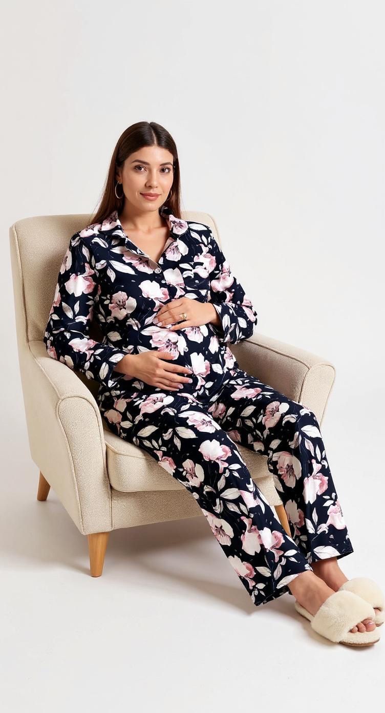 Black rose buttoned set