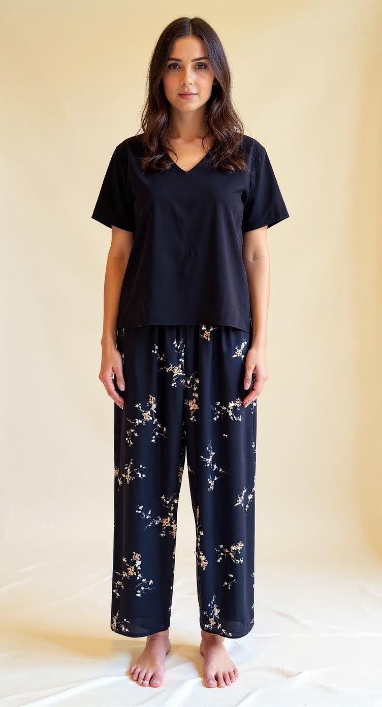 Black zahra pants with Black Tshirt