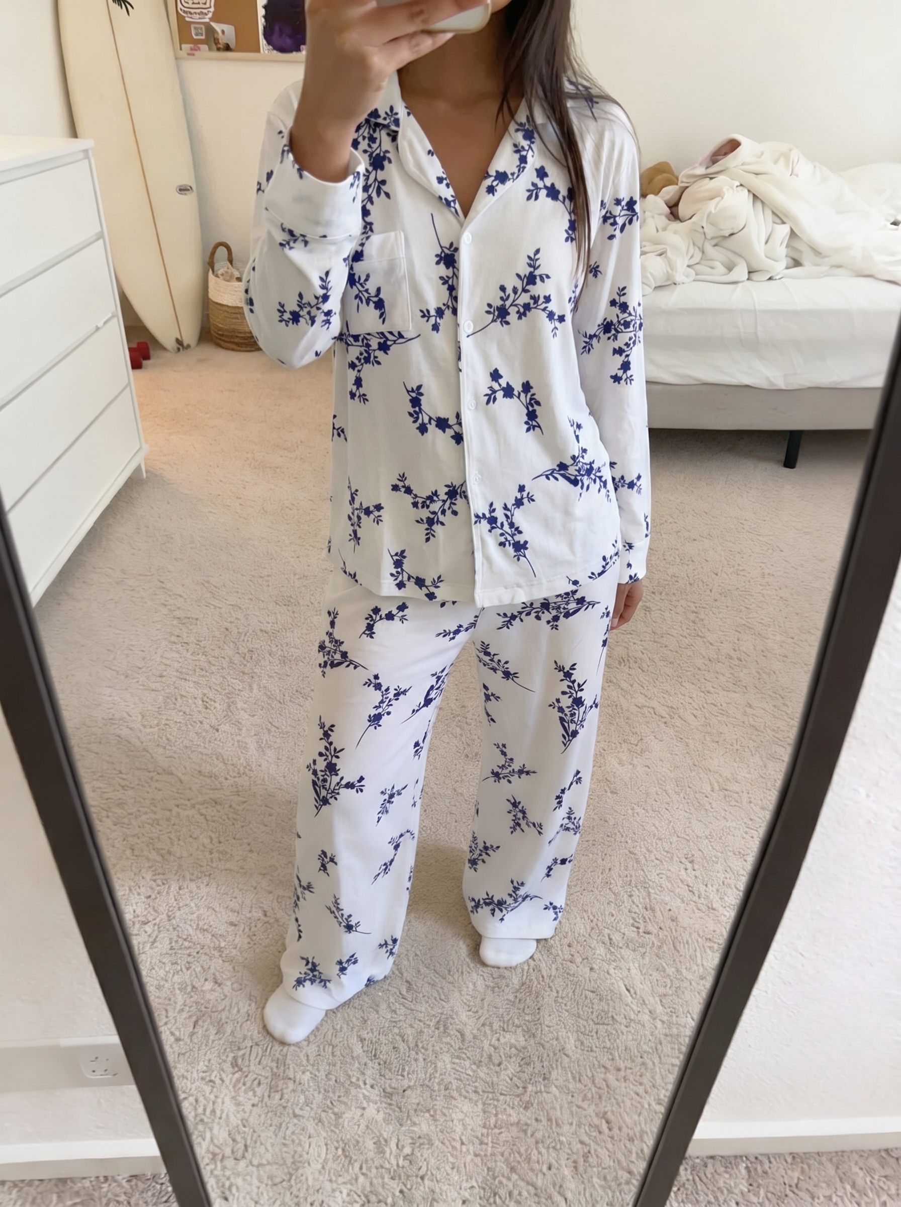 White blue buttoned Set