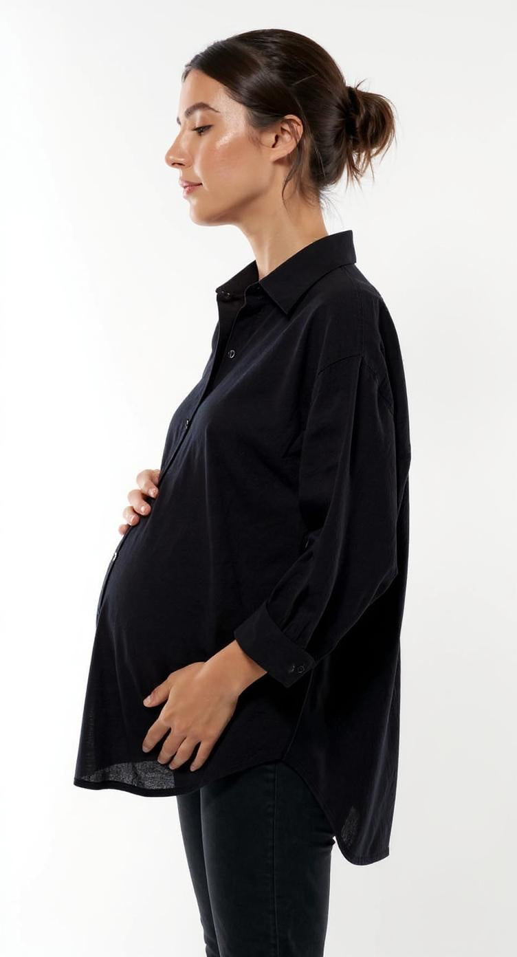 Over size Black linen chemise