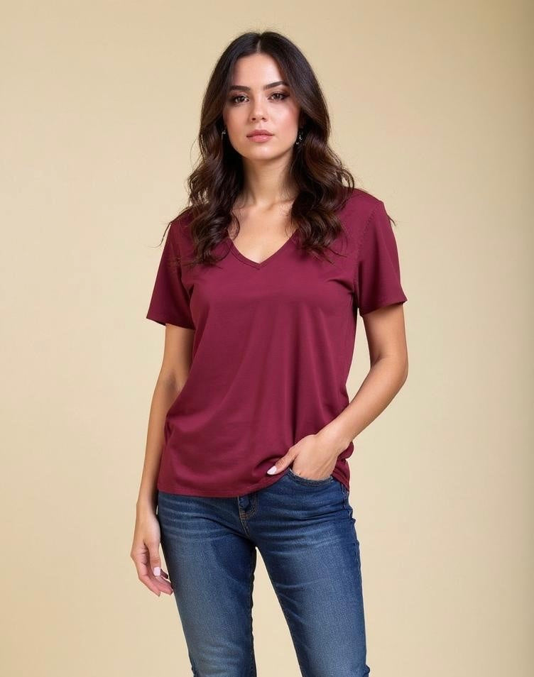 Burgundy viscose Tshirt