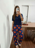 Navy viscose Tshirt with superman pants