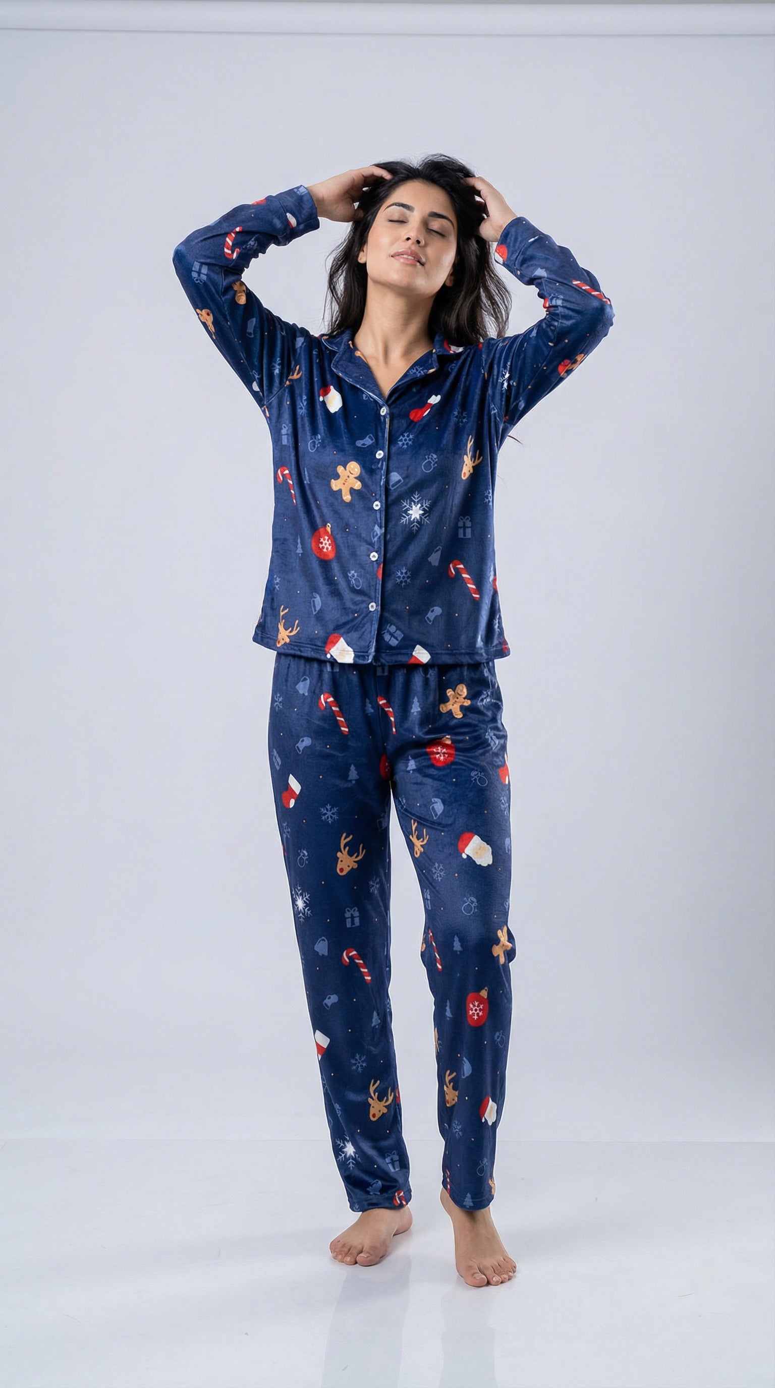 Navy papa noel velvet set