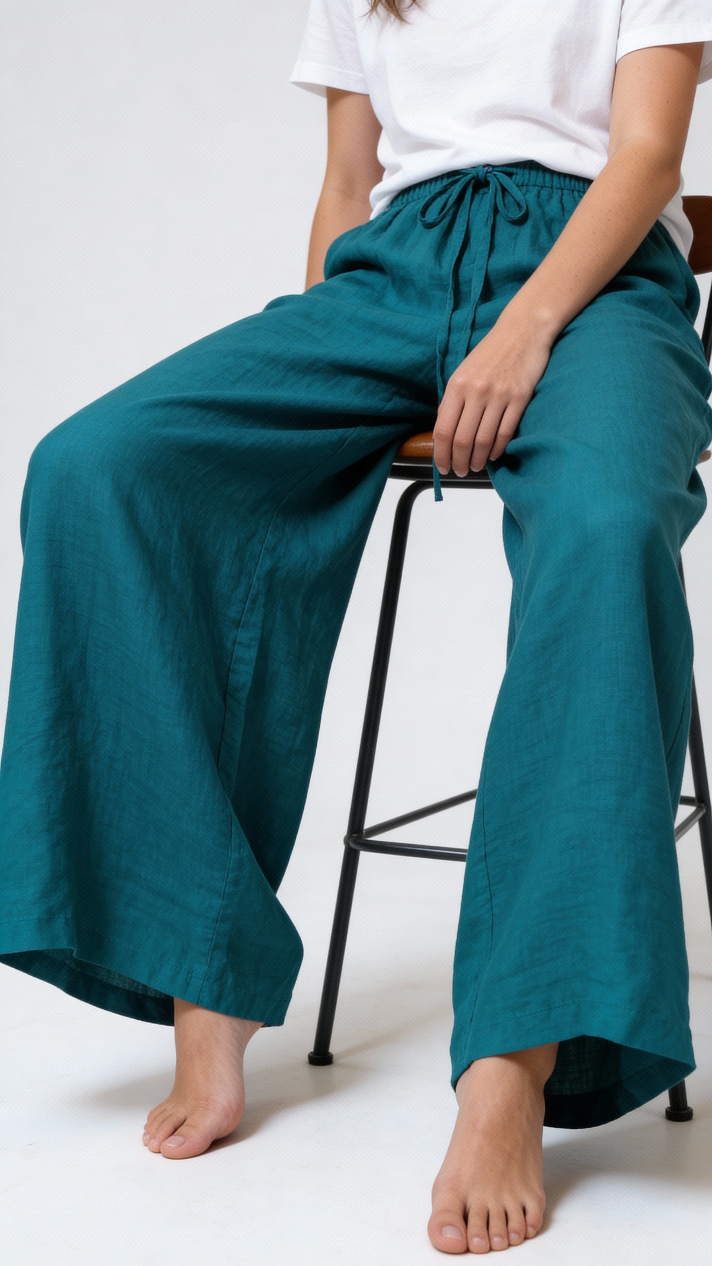 Ocean blue linen pants