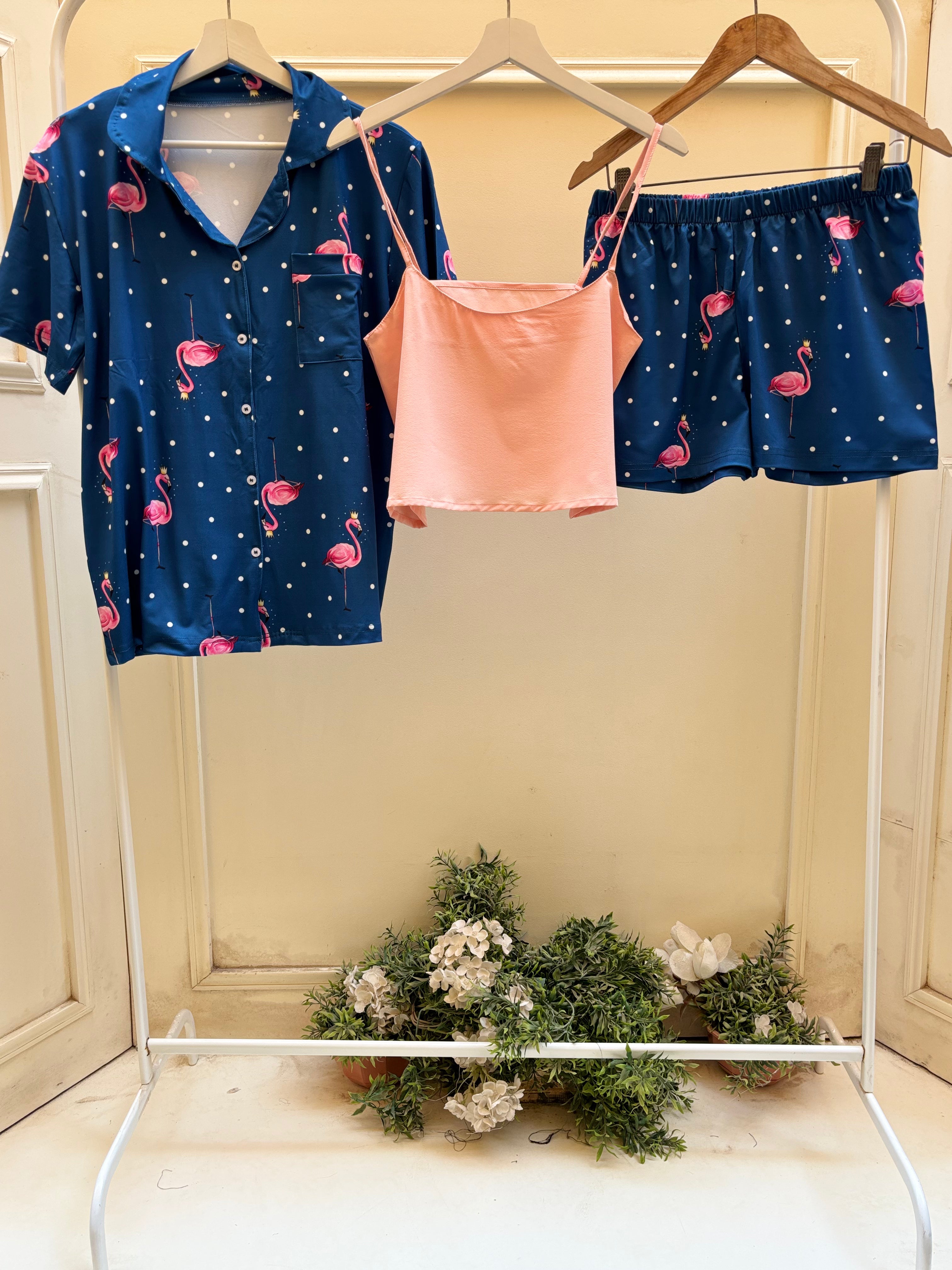 3 Pieces Set Flamingo set with simon cut top