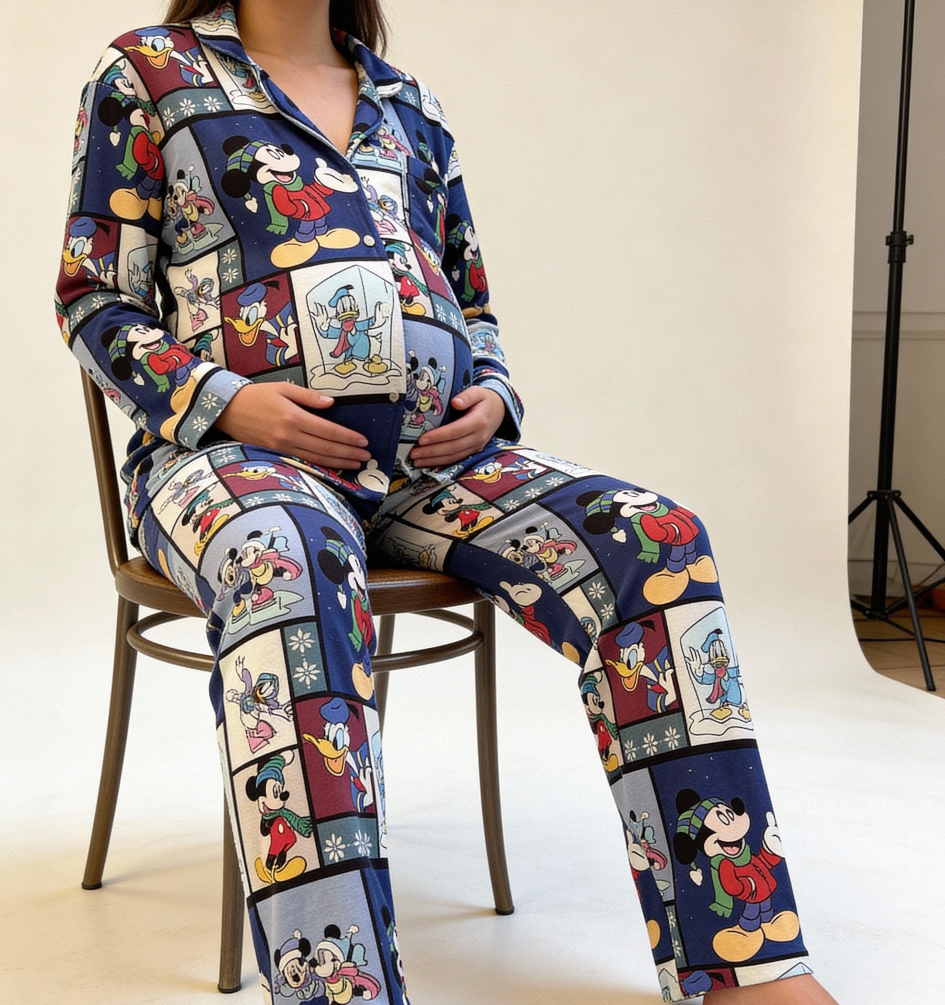 Velvet mickey collage buttoned set