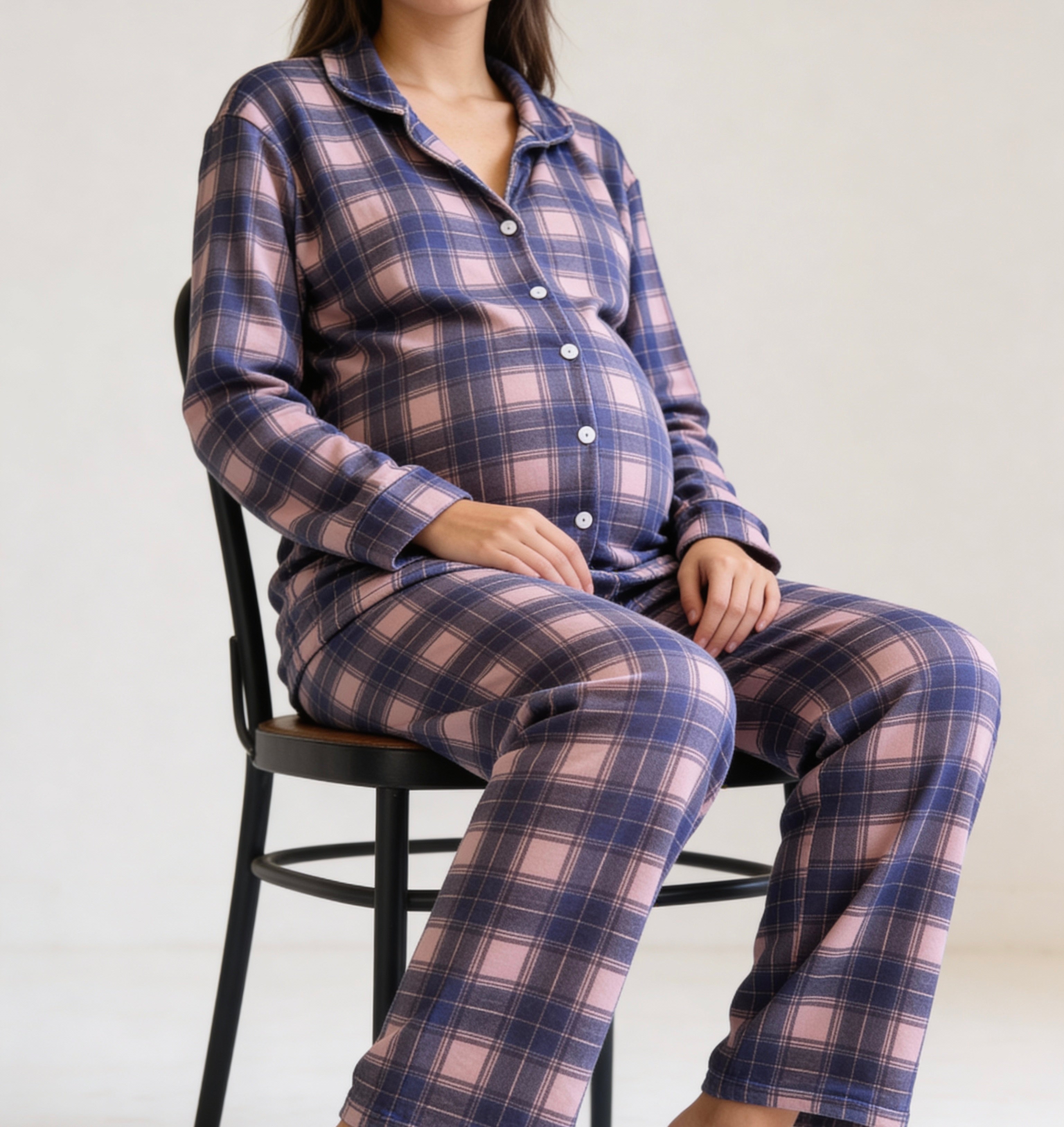 Velvet Navy cashmere buttoned set