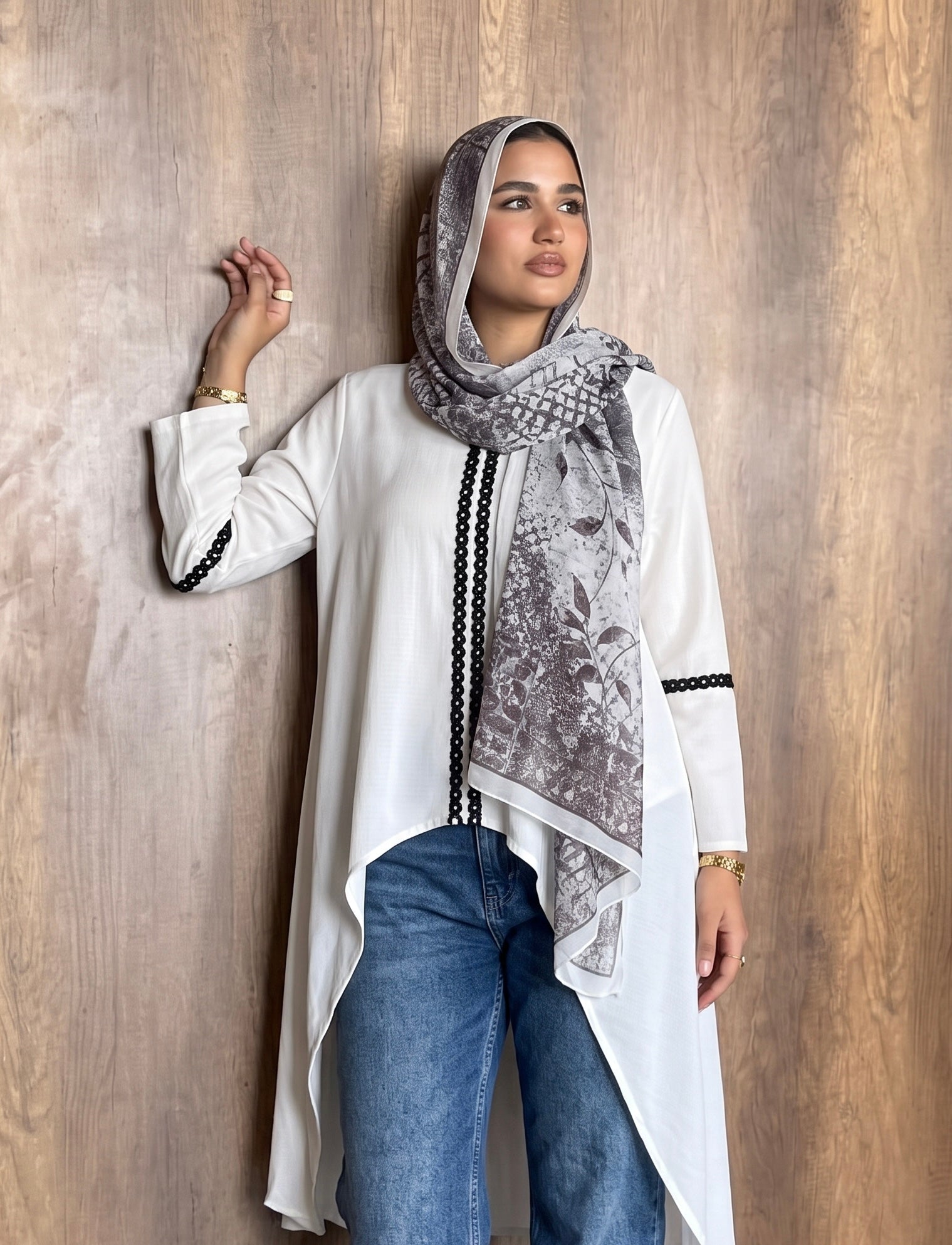 Chiffon brown branch scarf