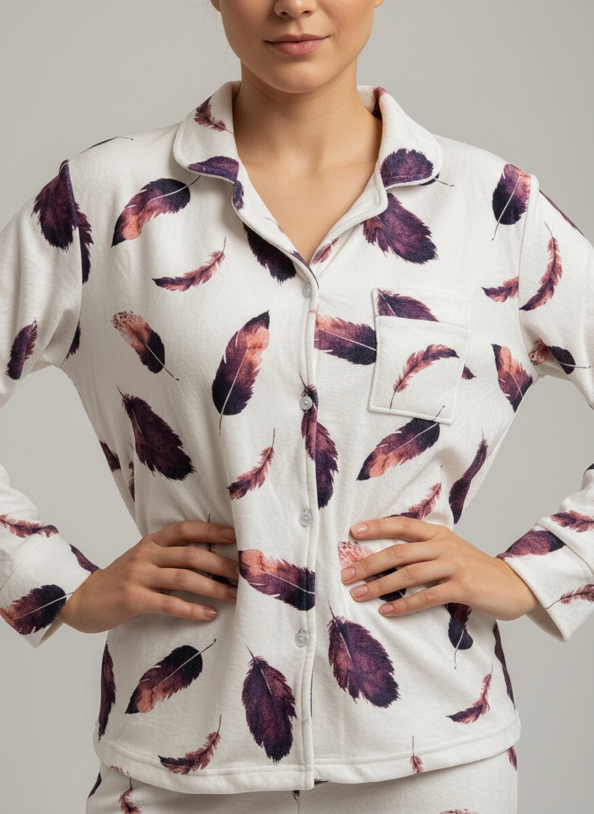 Purple waraa shagar velvet buttoned top