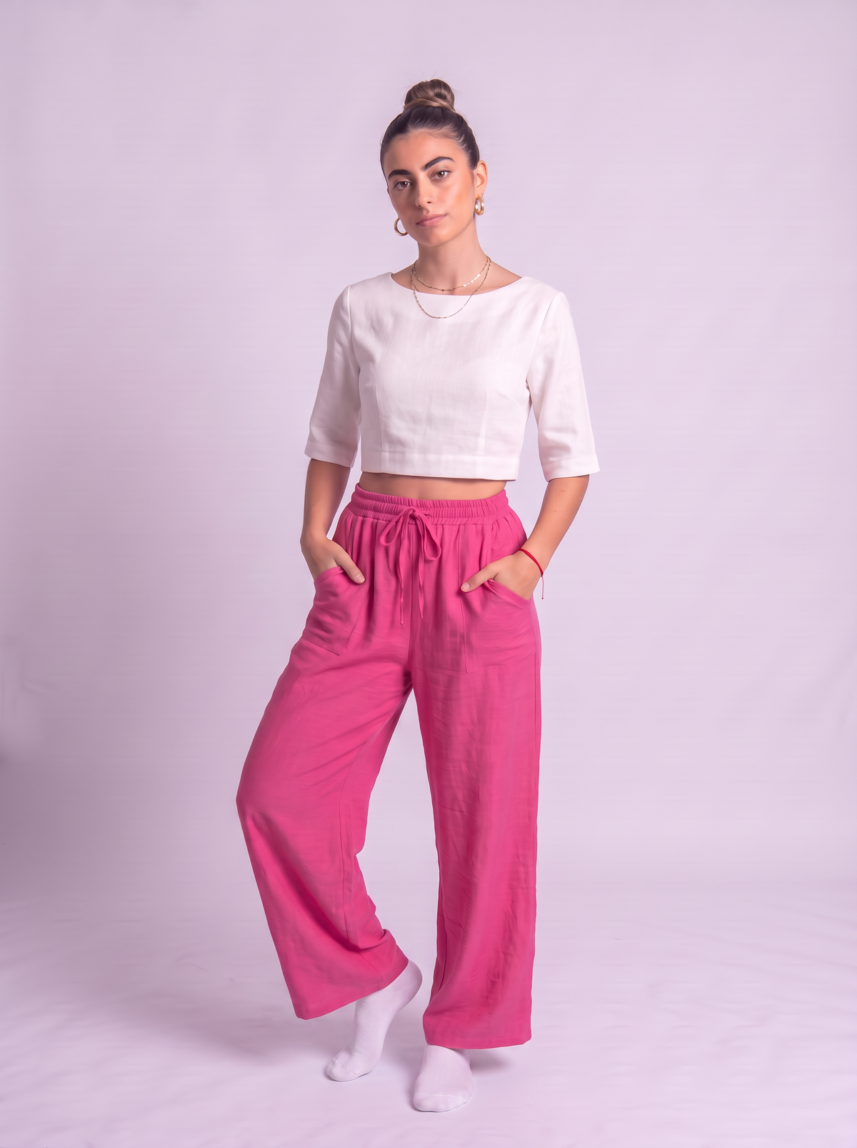 Linen hot pink Pants