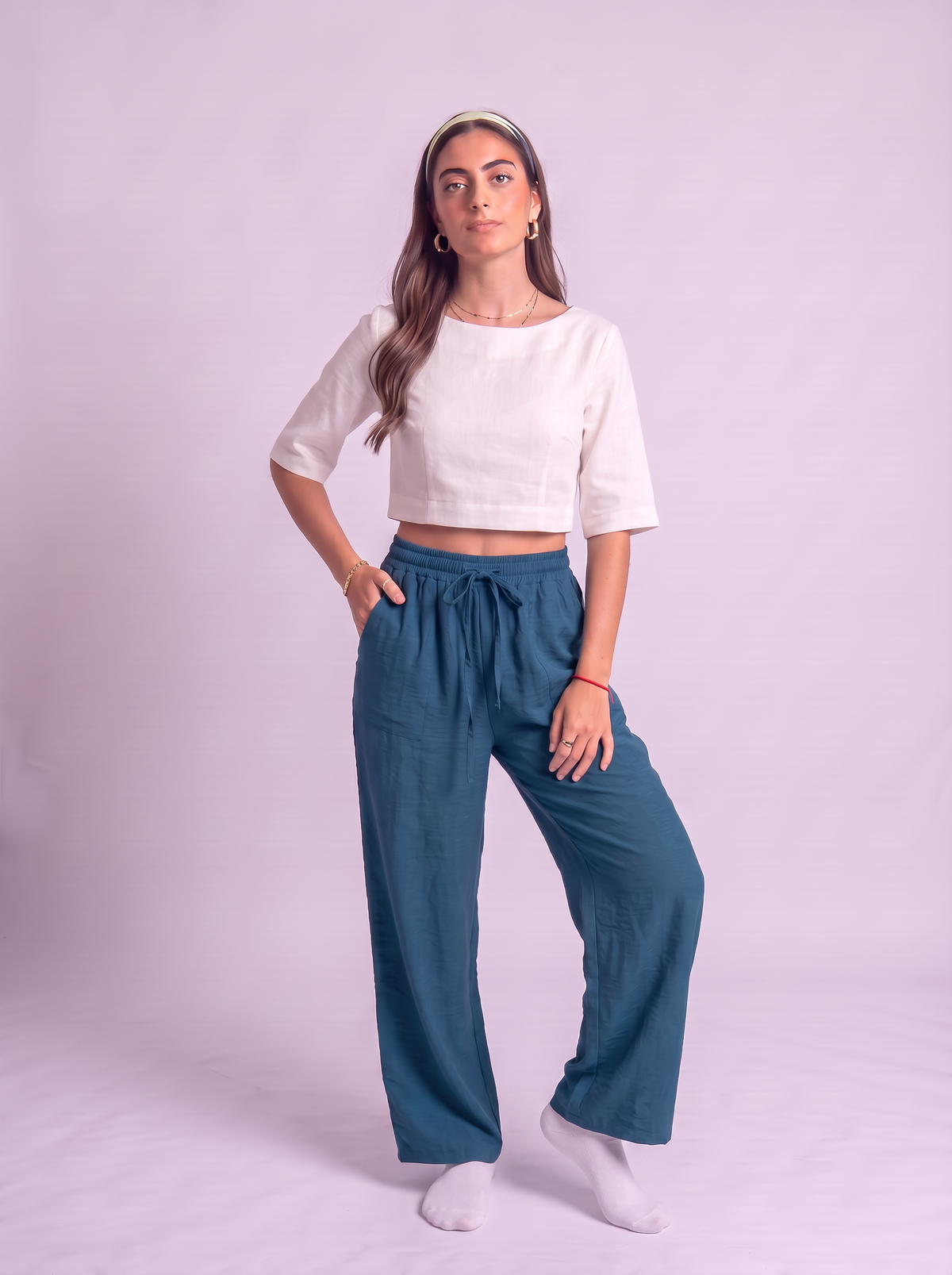 Linen petrol Pants