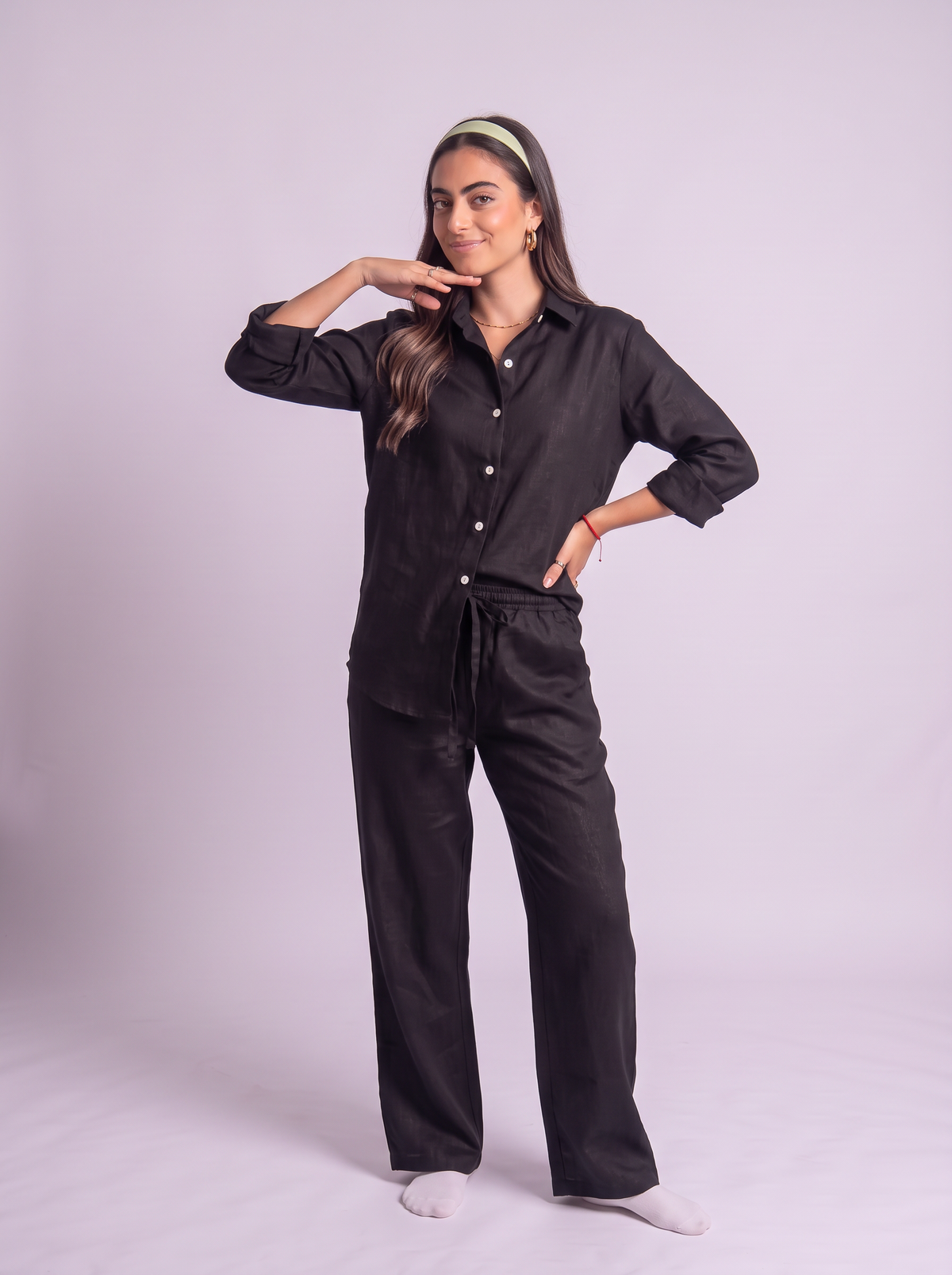 Black linen set