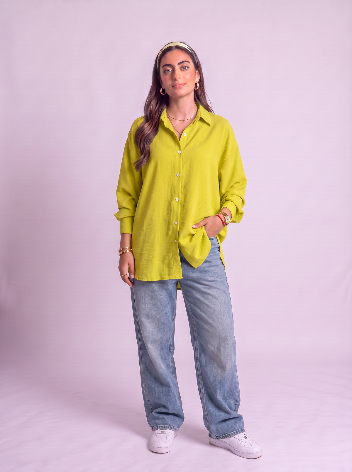 Linen lime green Long Shirt