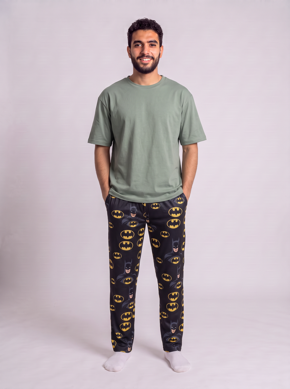 New batman pants with light olive Cotton Tshirt
