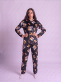 Black tom and jerry hoodie velvet set
