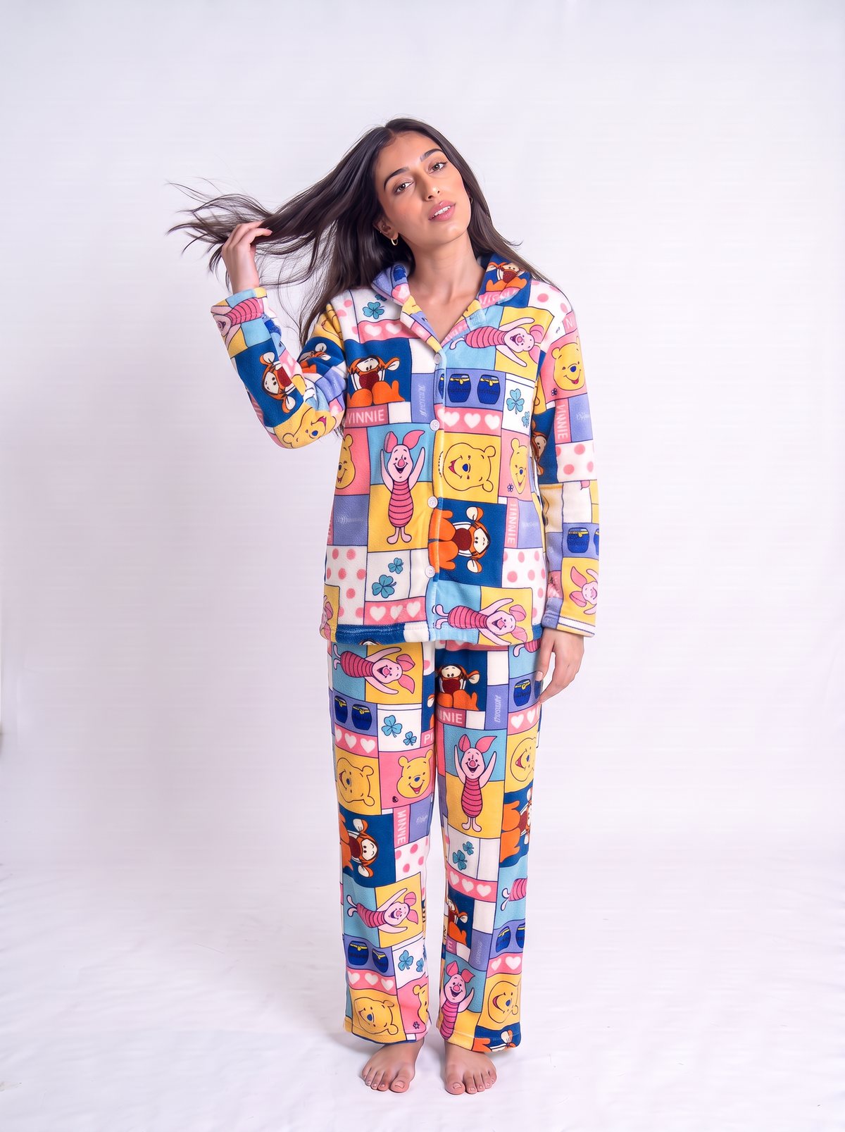 Winnie the pooh fur buttoned set