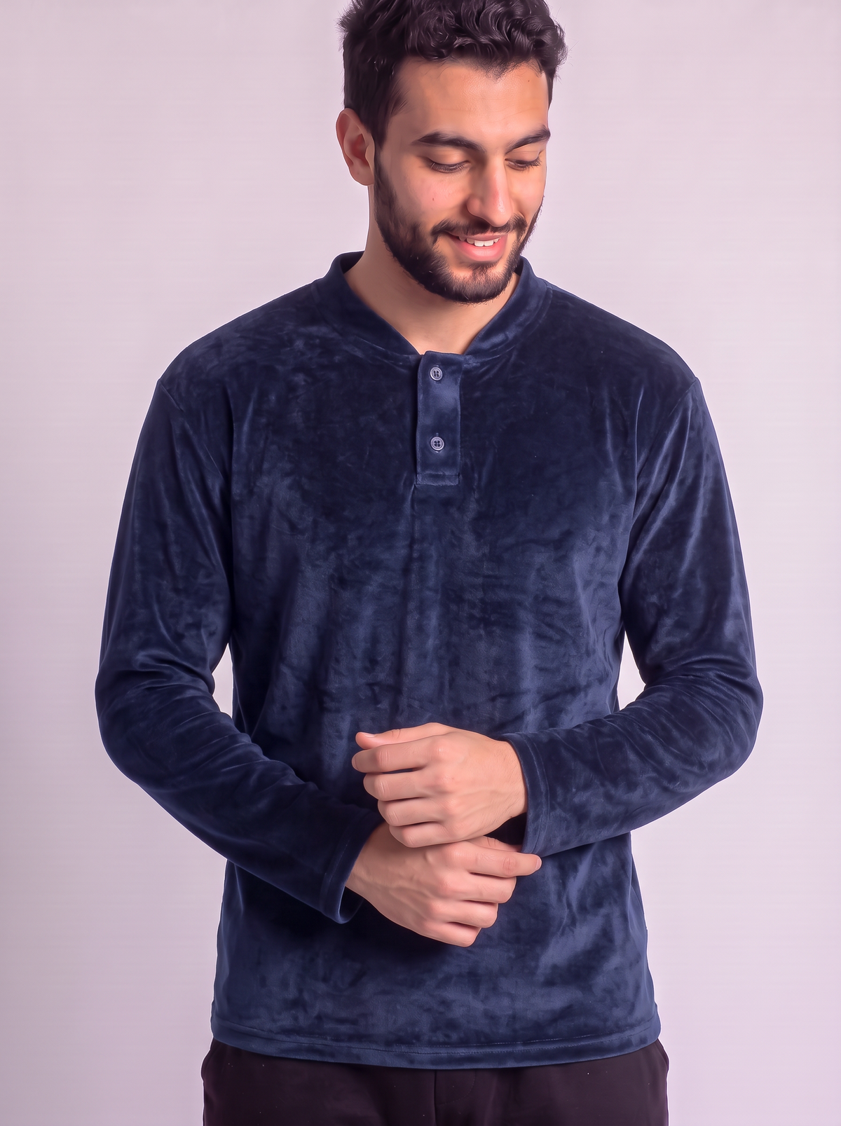 Navy velvet crewneck