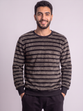 Olive line fur crewneck