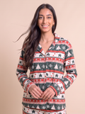 Green and red christimas velvet buttoned top only