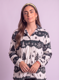 White and green Tree velvet buttoned top only