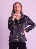 Black zahra velvet buttoned top only