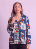 Mickey collage buttoned velvet top only