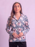 Sky buttoned velvet top only