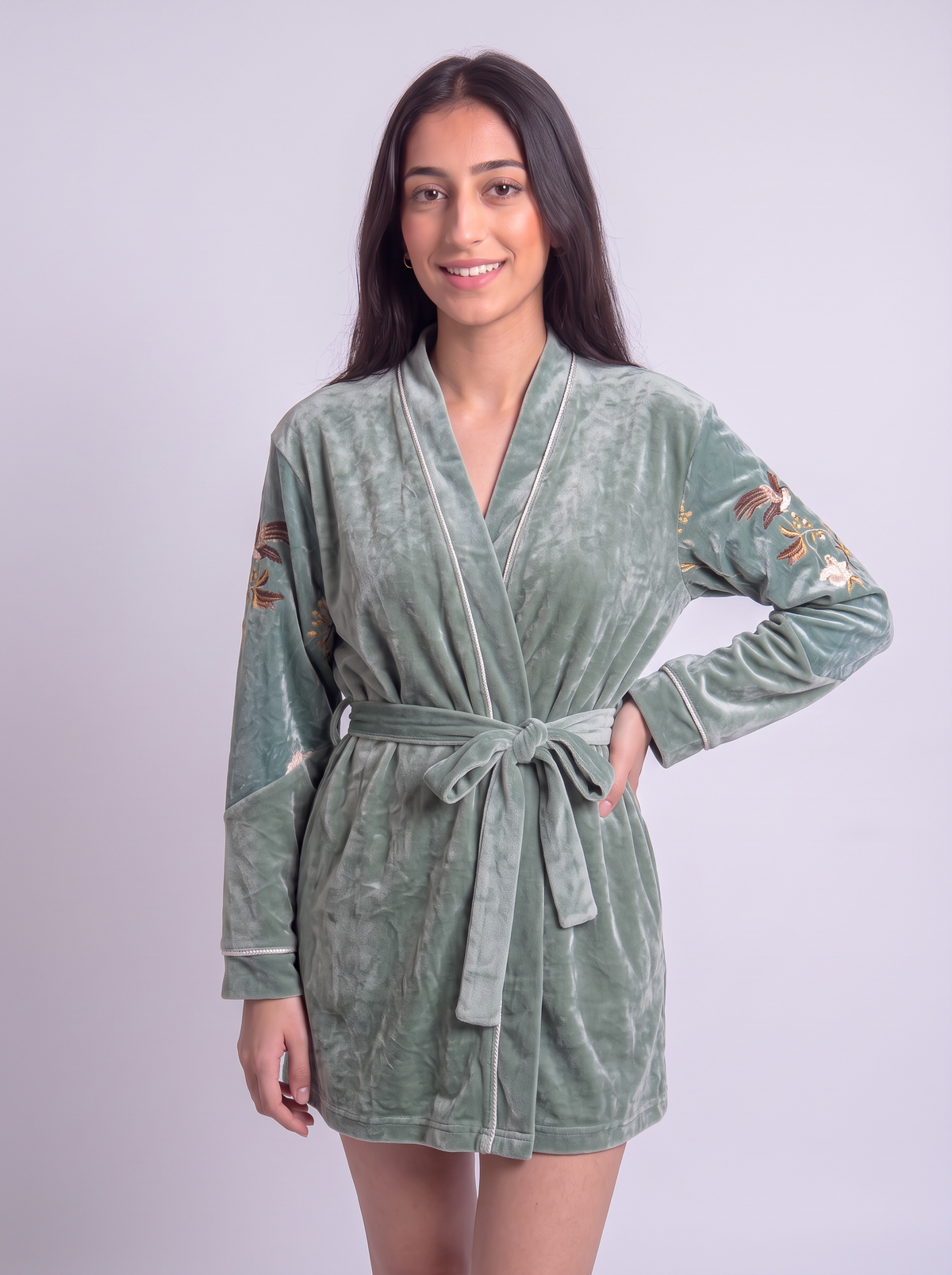 Mint floral robe only