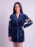 Navy floral robe only
