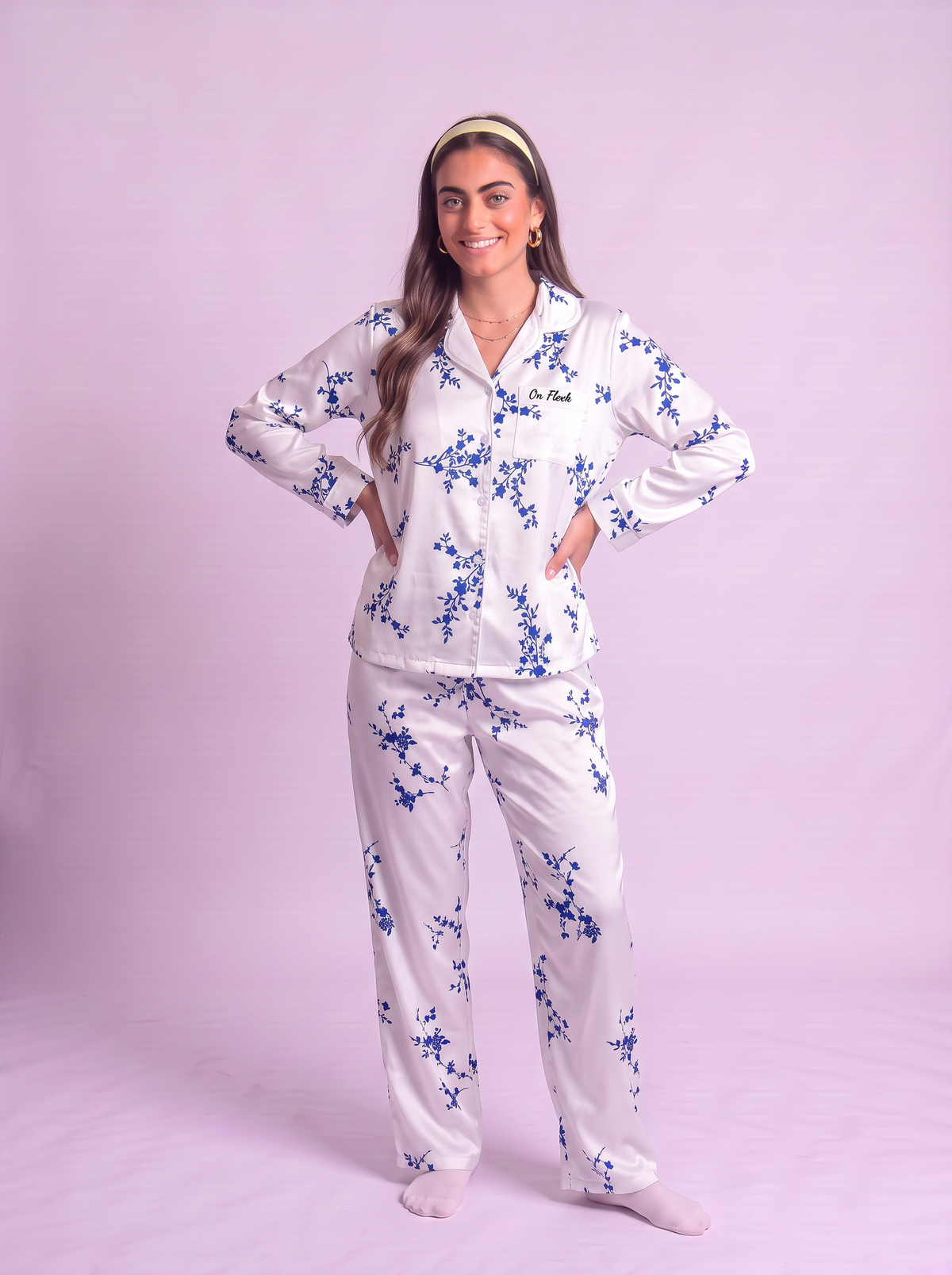 White blue velvet set