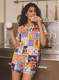 Winnie the pooh buttoned half sleeves and short set