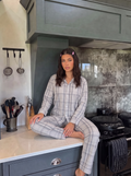 Light grey velvet buttoned set