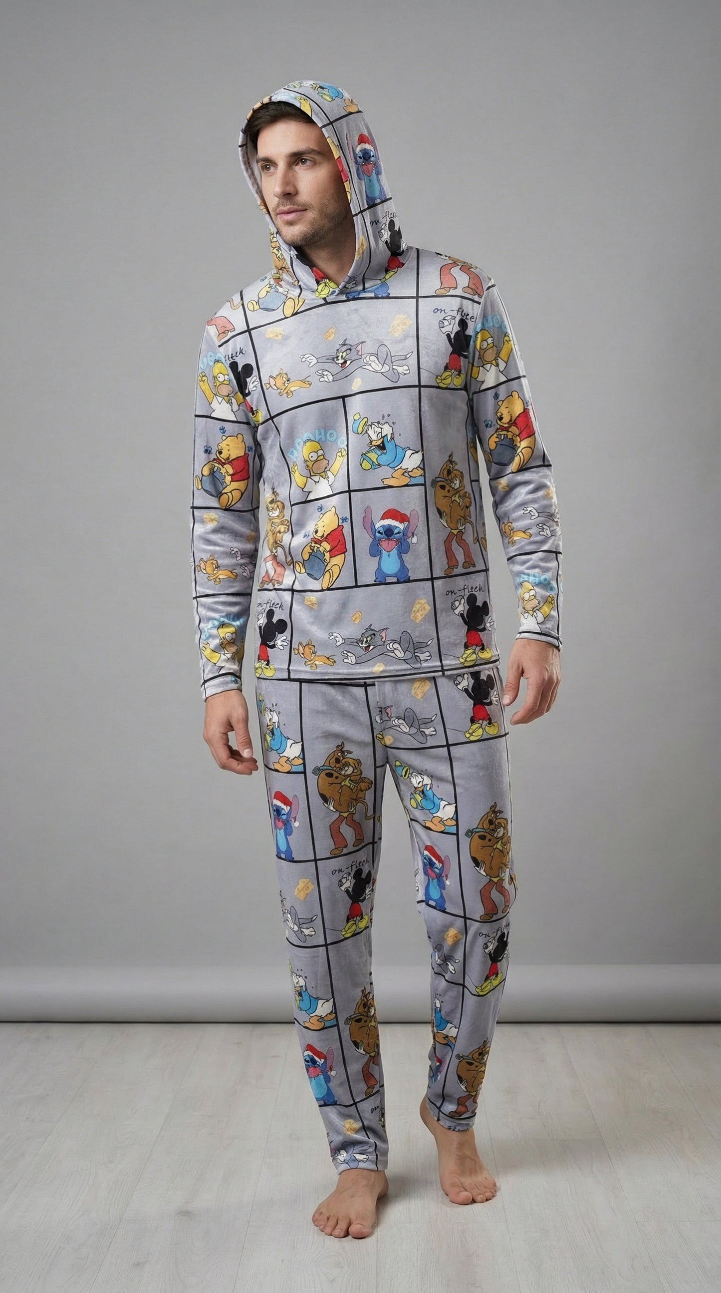 Grey cartoon velvet set