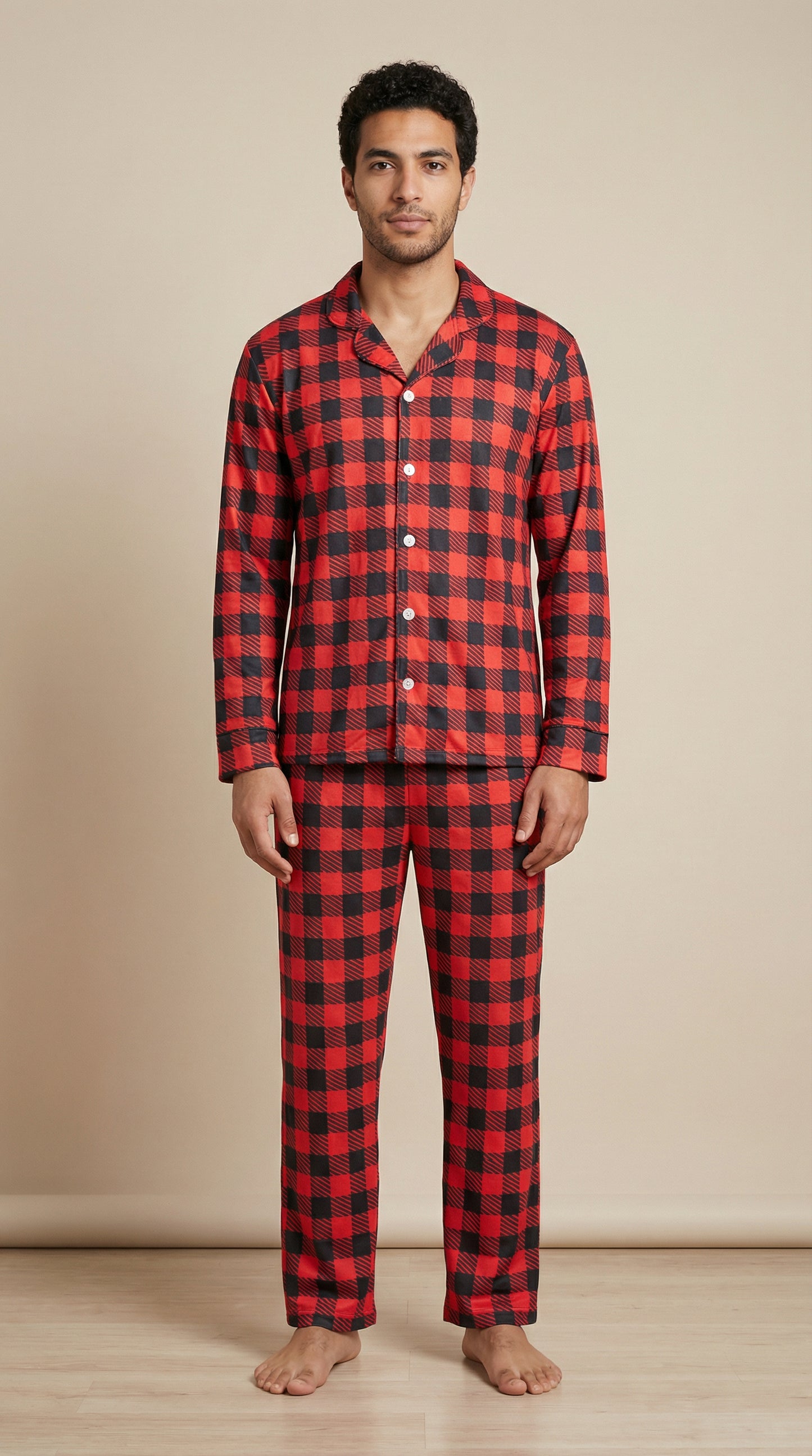 Red careaux buttoned set