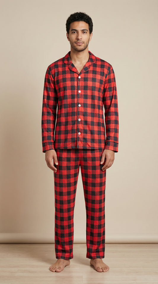 Red careaux buttoned set