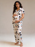 White disney buttoned half sleeves set