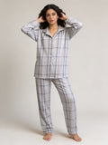 Light grey velvet buttoned set