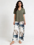 Olive viscose Tshirt with Sand pants