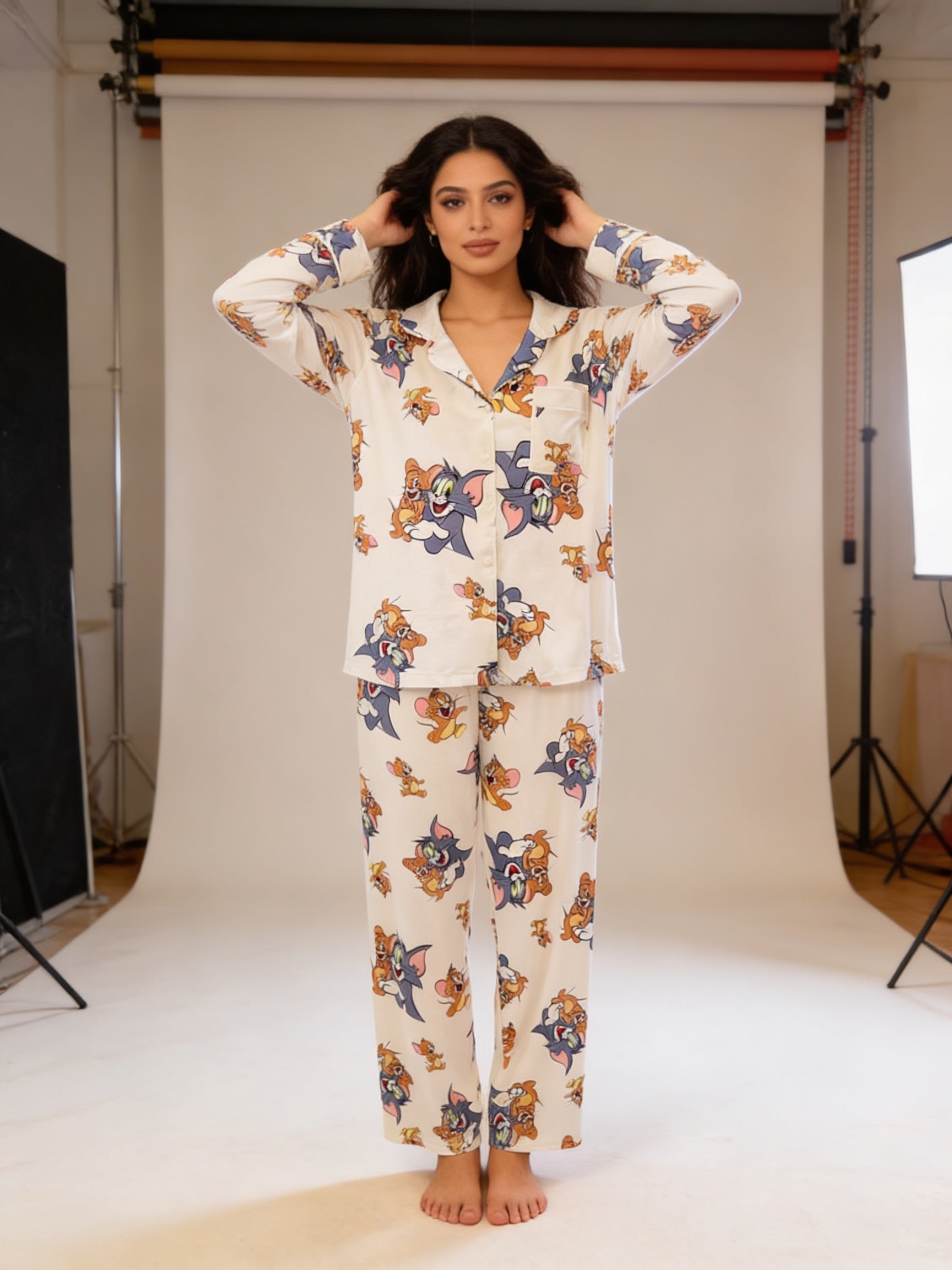 White tom and jerry full sleeves set