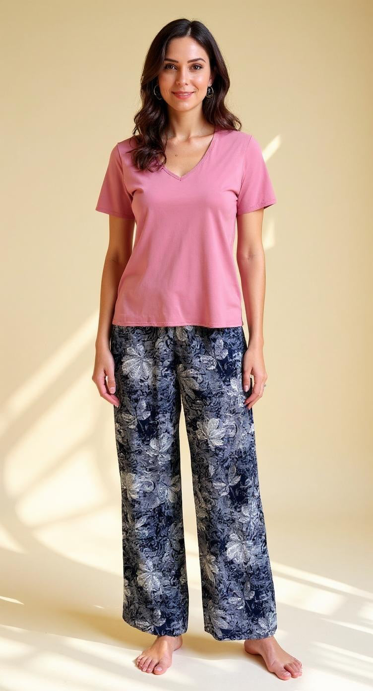 Navy grapes pants with cashmere Tshirt