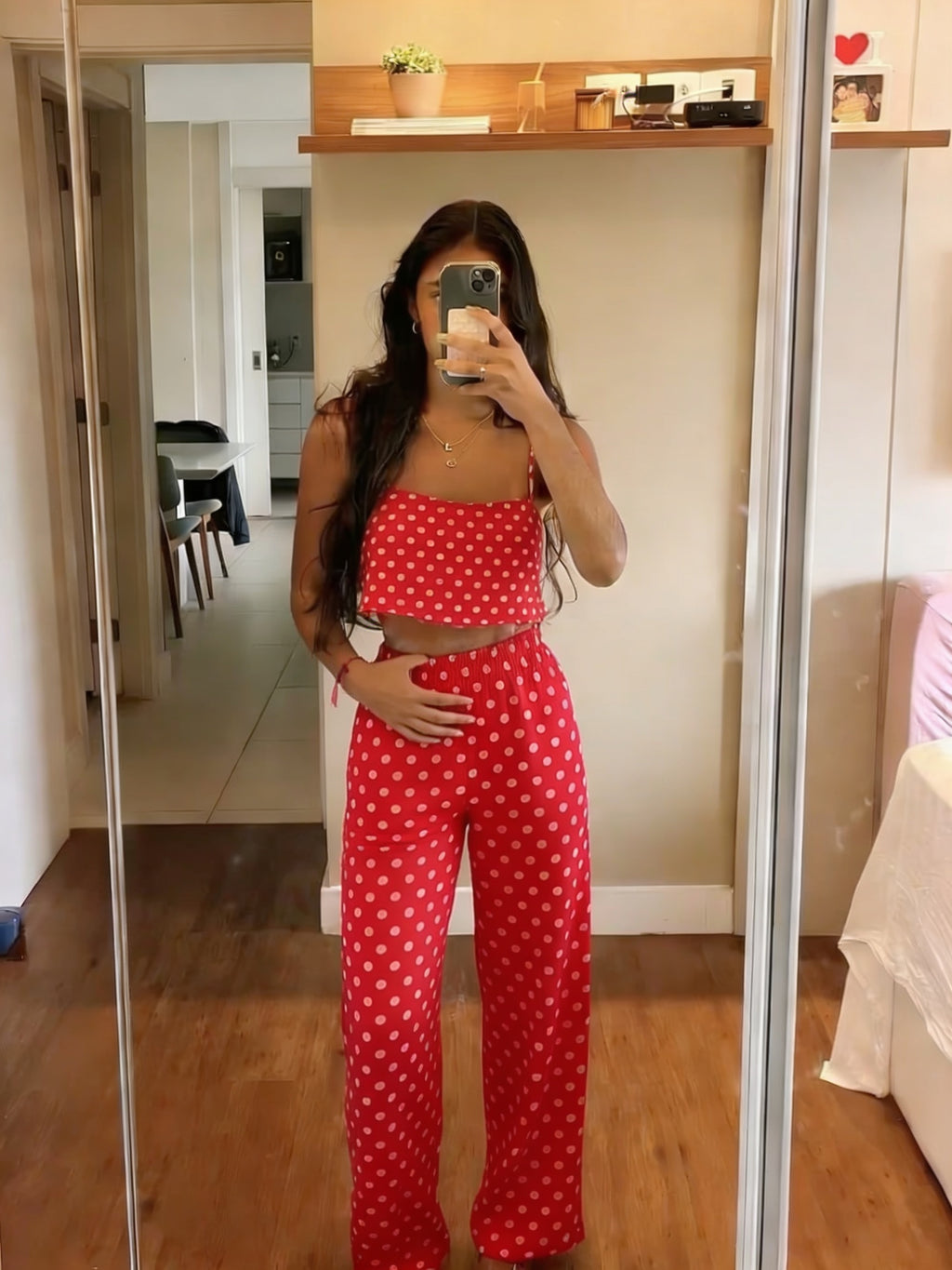 Pink polka set